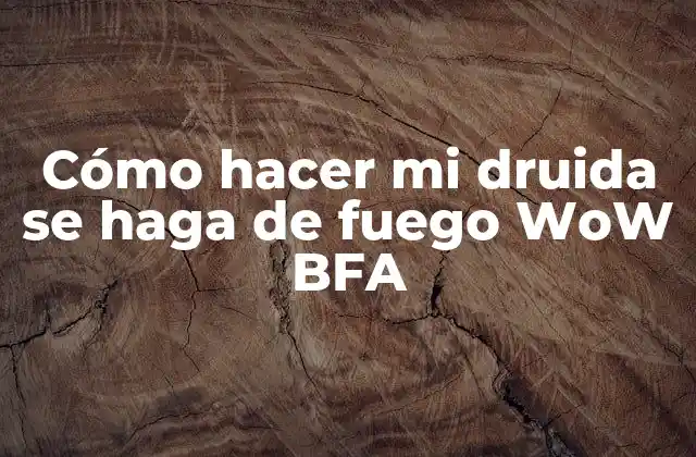 Cómo Hacer Mi Druida Se Haga de Fuego Wow Bfa