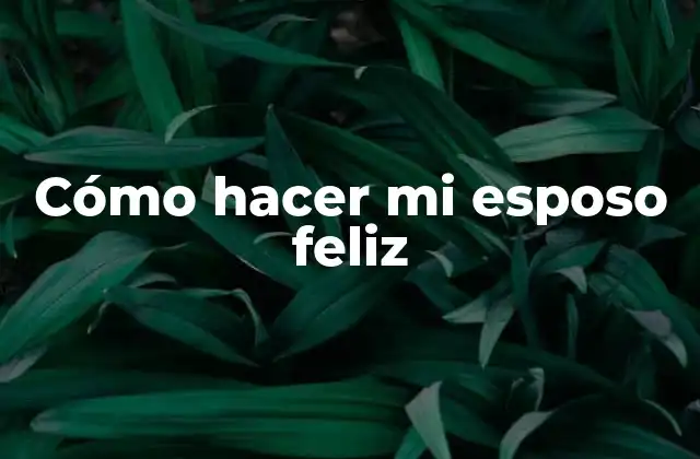 Cómo Hacer Mi Esposo Feliz