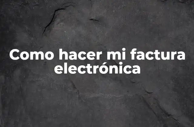 Como Hacer Mi Factura Electrónica