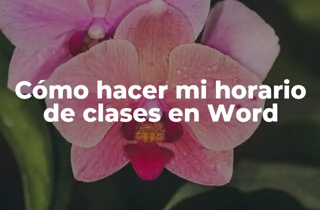 Cómo Hacer Mi Horario de Clases en Word