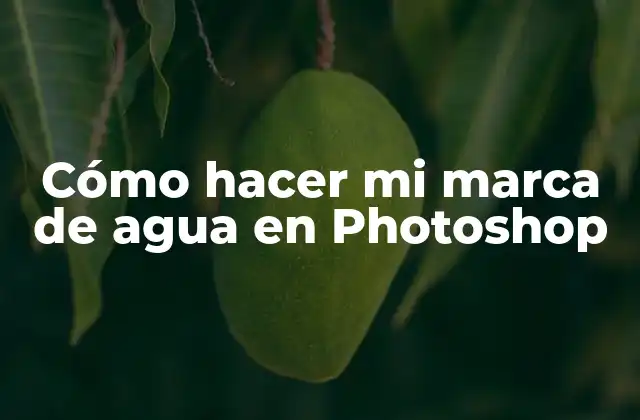 Cómo Hacer Mi Marca de Agua en Photoshop