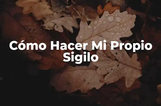 Cómo Hacer Mi Propio Sigilo