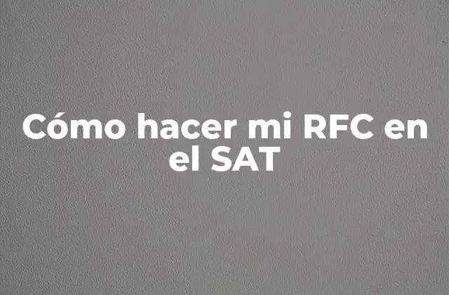 Cómo Hacer Mi Rfc en el Sat