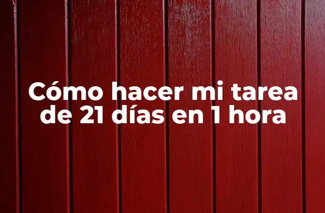 Cómo Hacer Mi Tarea de 21 Días en 1 Hora