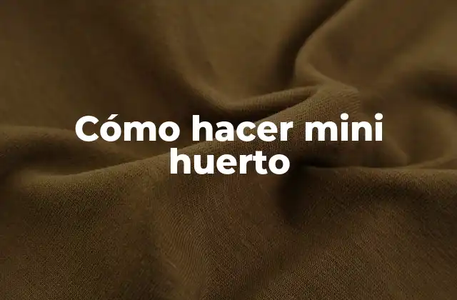 ¿Qué es un mini huerto?