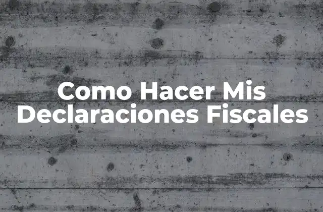 Como Hacer Mis Declaraciones Fiscales