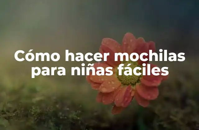 Cómo Hacer Mochilas para Niñas Fáciles