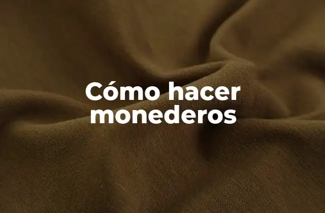 Cómo Hacer Monederos