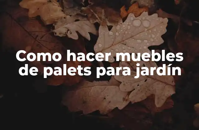 Como Hacer Muebles de Palets para Jardín