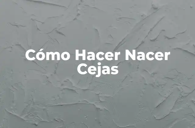 Cómo Hacer Nacer Cejas - Explicación Detallada