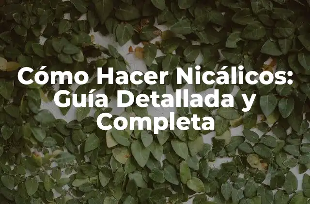 Cómo Hacer Nicálicos: Guía Detallada y Completa