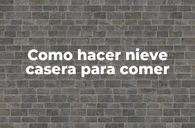 Como Hacer Nieve Casera para Comer