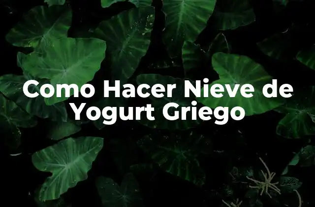 Como Hacer Nieve de Yogurt Griego