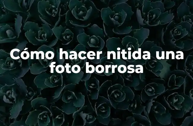 Cómo Hacer Nitida una Foto Borrosa