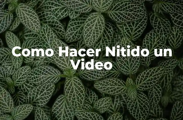 Como Hacer Nitido un Video
