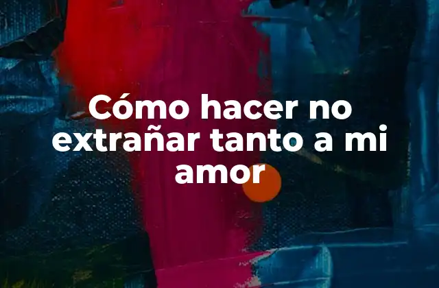 Cómo Hacer No Extrañar Tanto a Mi Amor