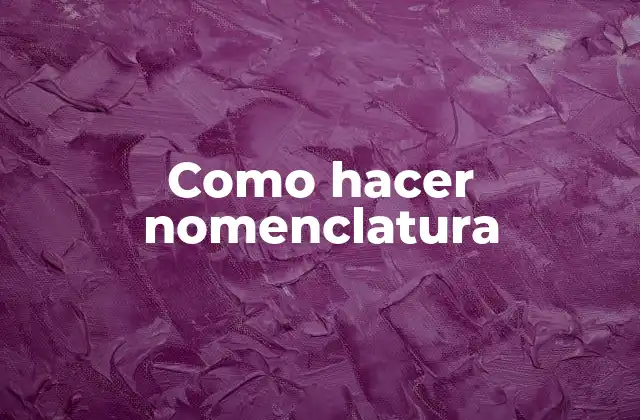 Como Hacer Nomenclatura