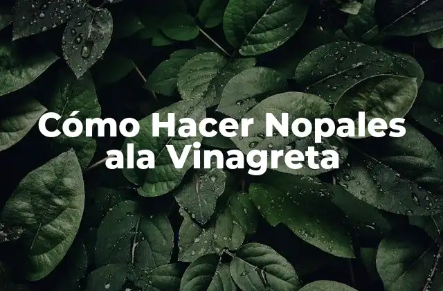 Cómo Hacer Nopales Ala Vinagreta
