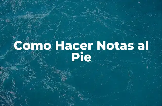 Como Hacer Notas Al Pie 2 Notas al Pie
