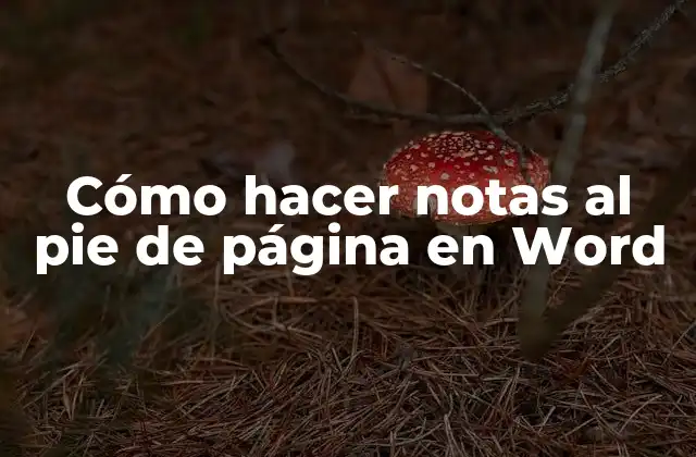 Cómo Hacer Notas Al Pie de Página en Word
