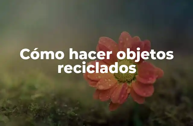 Cómo Hacer Objetos Reciclados