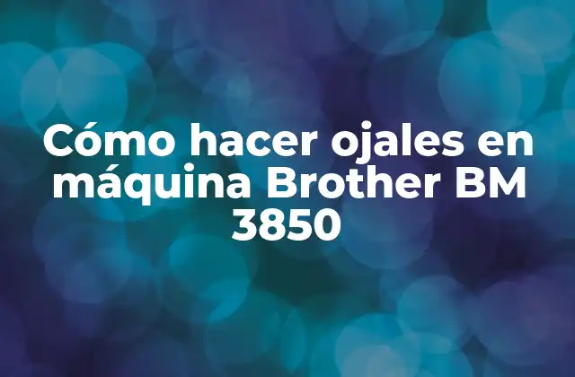 Cómo Hacer Ojales en Máquina Brother Bm 3850