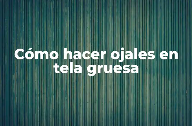 Cómo Hacer Ojales en Tela Gruesa