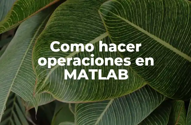 Como Hacer Operaciones en Matlab