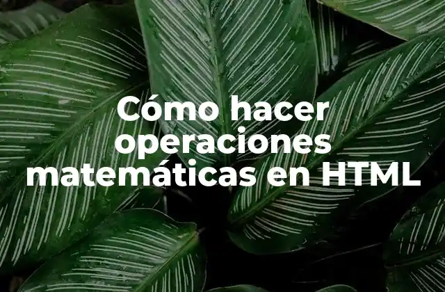Cómo Hacer Operaciones Matemáticas en Html