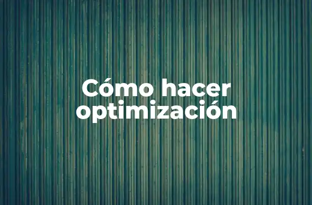 Cómo Hacer Optimización