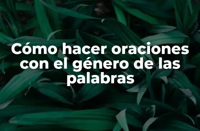 Cómo Hacer Oraciones con el Género de las Palabras