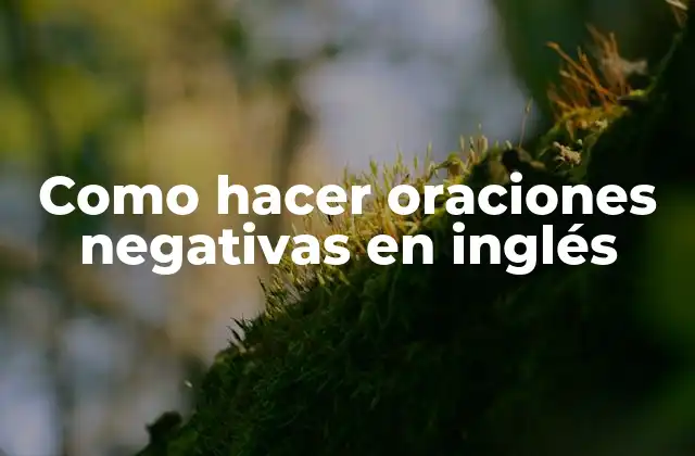 Como Hacer Oraciones Negativas en Inglés