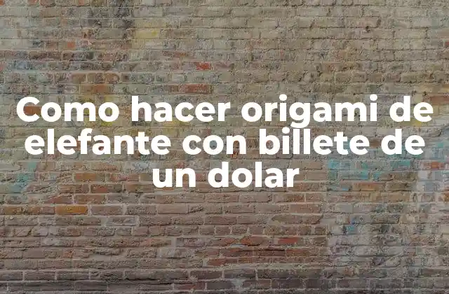 Como Hacer Origami de Elefante con Billete de un Dolar