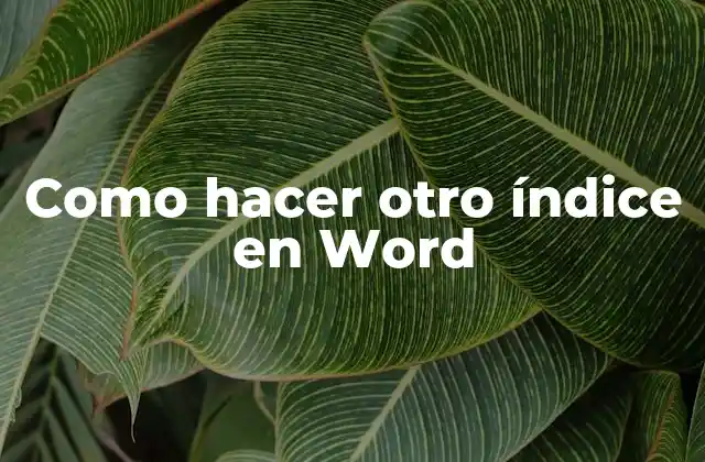 Como Hacer Otro Índice en Word