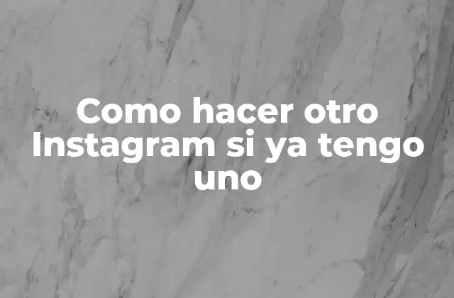 Como Hacer Otro Instagram Si Ya Tengo Uno