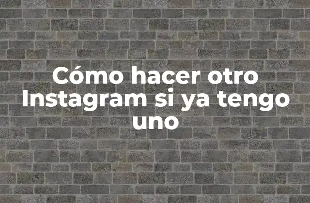 Cómo Hacer Otro Instagram Si Ya Tengo Uno