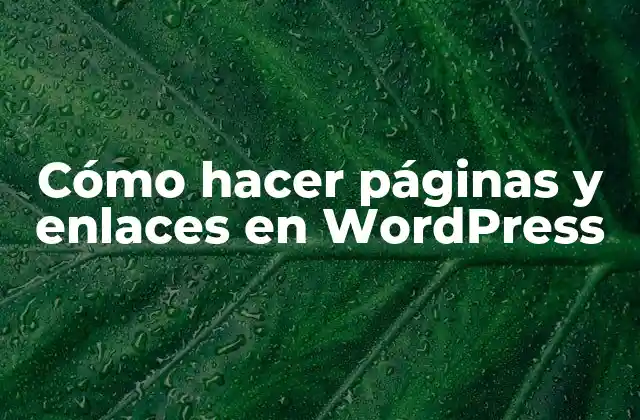 Cómo Hacer Páginas y Enlaces en WordPress