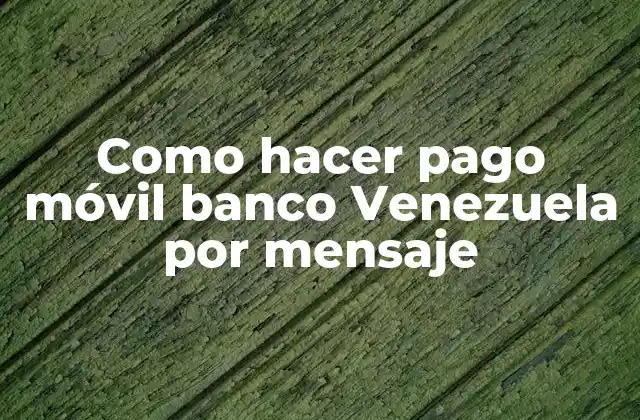 Como Hacer Pago Móvil Banco Venezuela por Mensaje