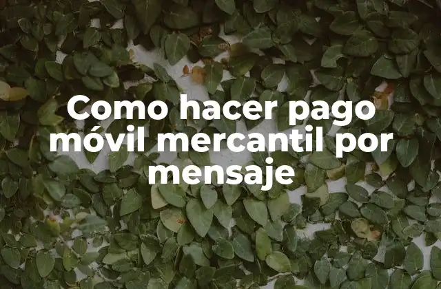 Como Hacer Pago Móvil Mercantil por Mensaje