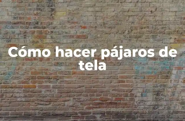 Cómo Hacer Pájaros de Tela