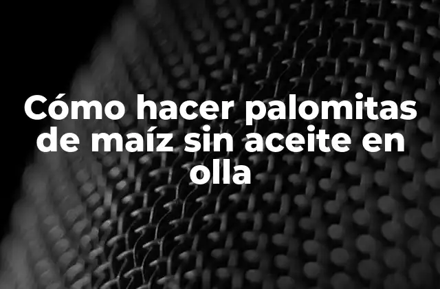 Cómo Hacer Palomitas de Maíz sin Aceite en Olla