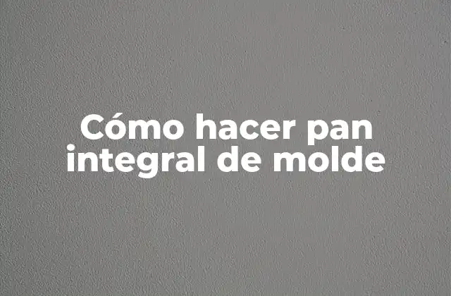 Cómo Hacer Pan Integral de Molde