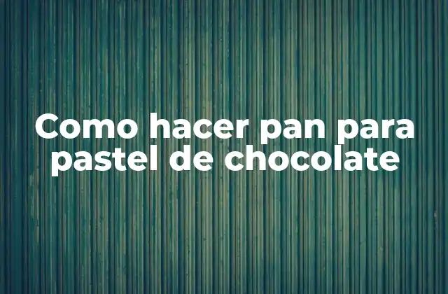Como Hacer Pan para Pastel de Chocolate