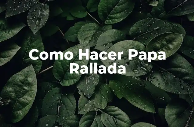 Como Hacer Papa Rallada 2 ¿Qué es la Papa Rallada y Para Qué Sirve?