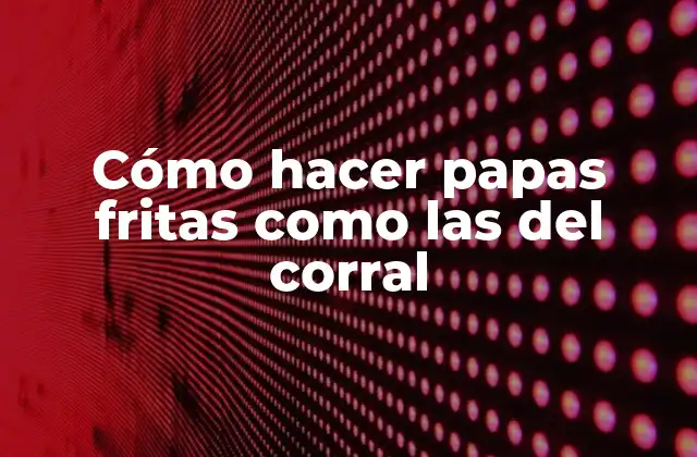 Cómo Hacer Papas Fritas como las Del Corral