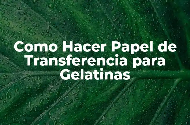 Como Hacer Papel de Transferencia para Gelatinas