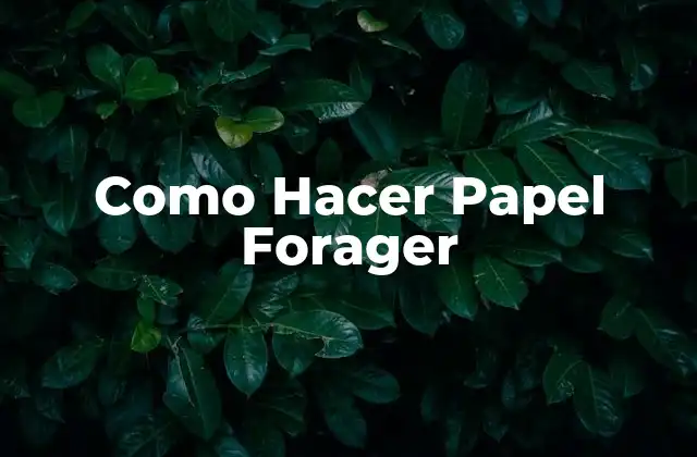 Como Hacer Papel Forager 2 ¿Qué es el Papel Forager?
