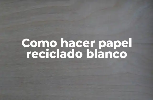 Como Hacer Papel Reciclado Blanco