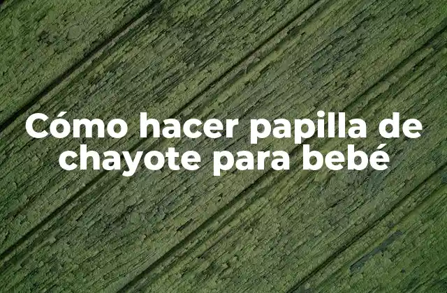 Cómo Hacer Papilla de Chayote para Bebé