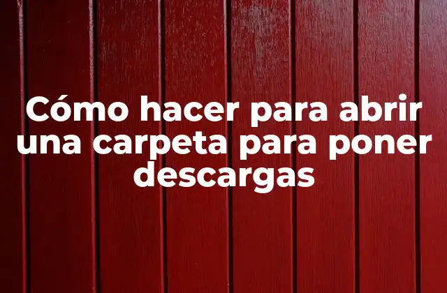 Cómo Hacer para Abrir una Carpeta para Poner Descargas